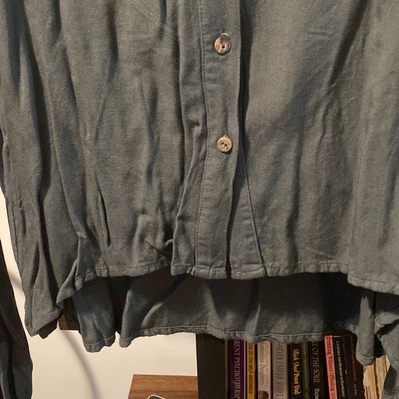 Retro 80s Italian Designer Dark Teal/Green Button down long sleeve shirt. Size S - Picture 3 of 5